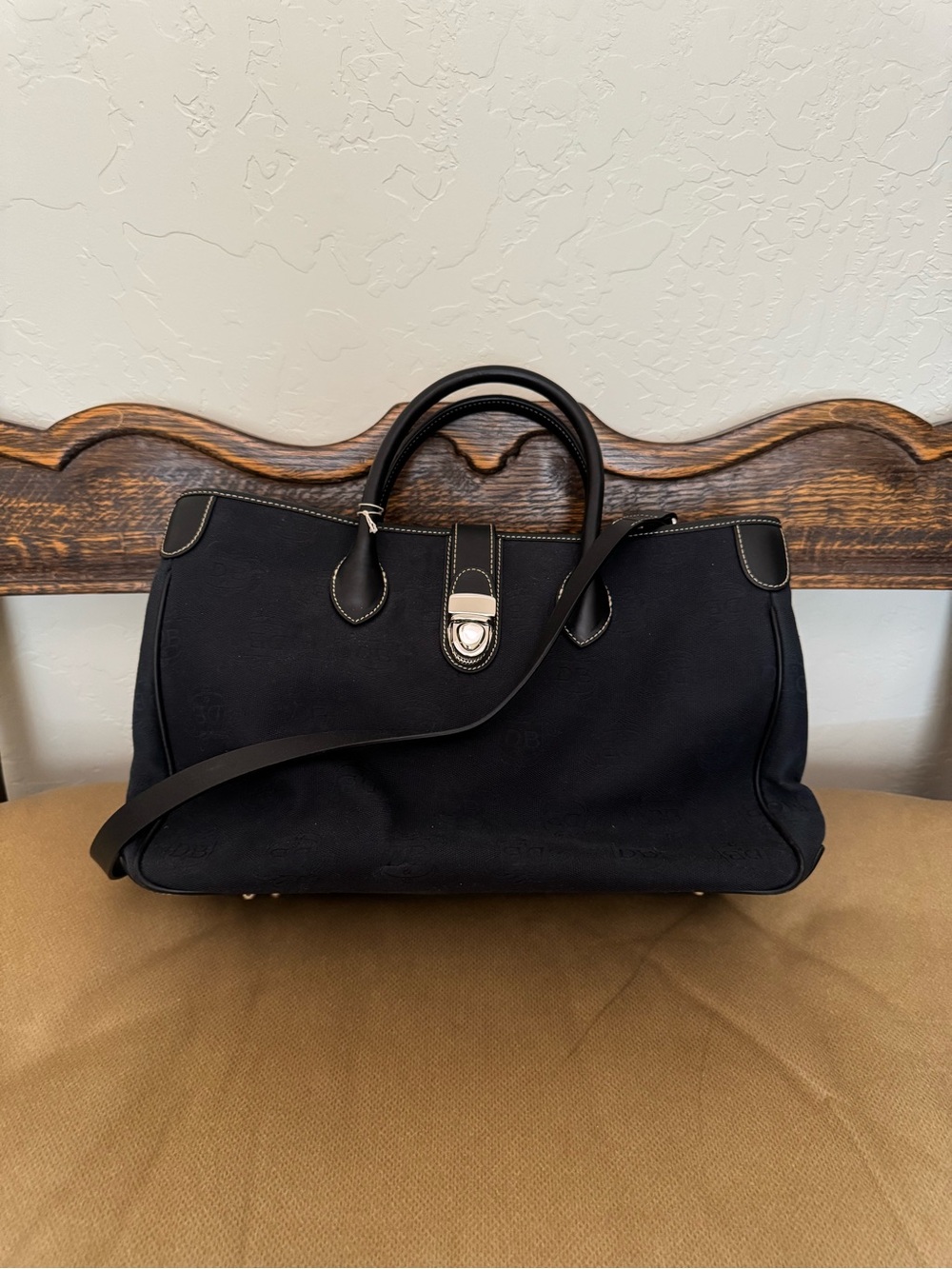 Dooney & Bourke Classic Black Satchel Handbag with Top Handles